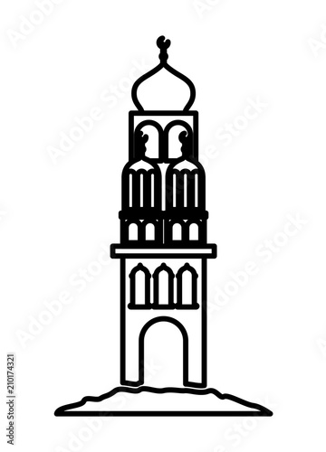 arabic castle tower with moon vector illustration design