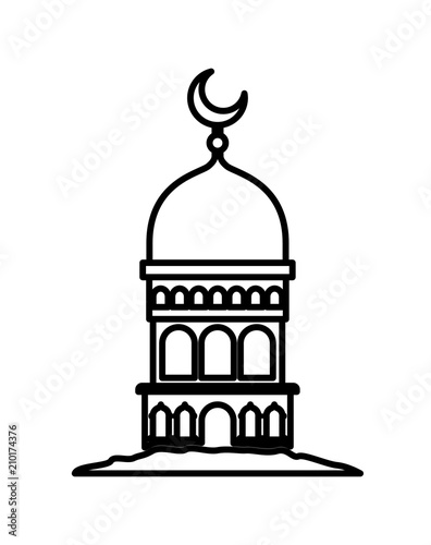 arabic castle tower with moon vector illustration design