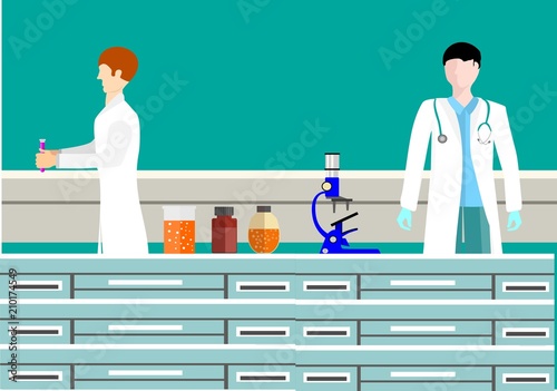 Scientific medical laboratory working people photo