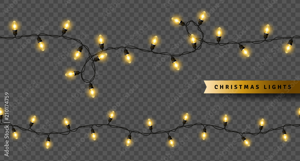 Yellow christmas lights isolated