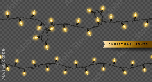 Yellow christmas lights isolated