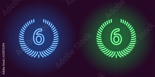 Neon icon of Blue and Green Sixth Place