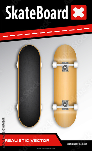 Realistic skateboard vector