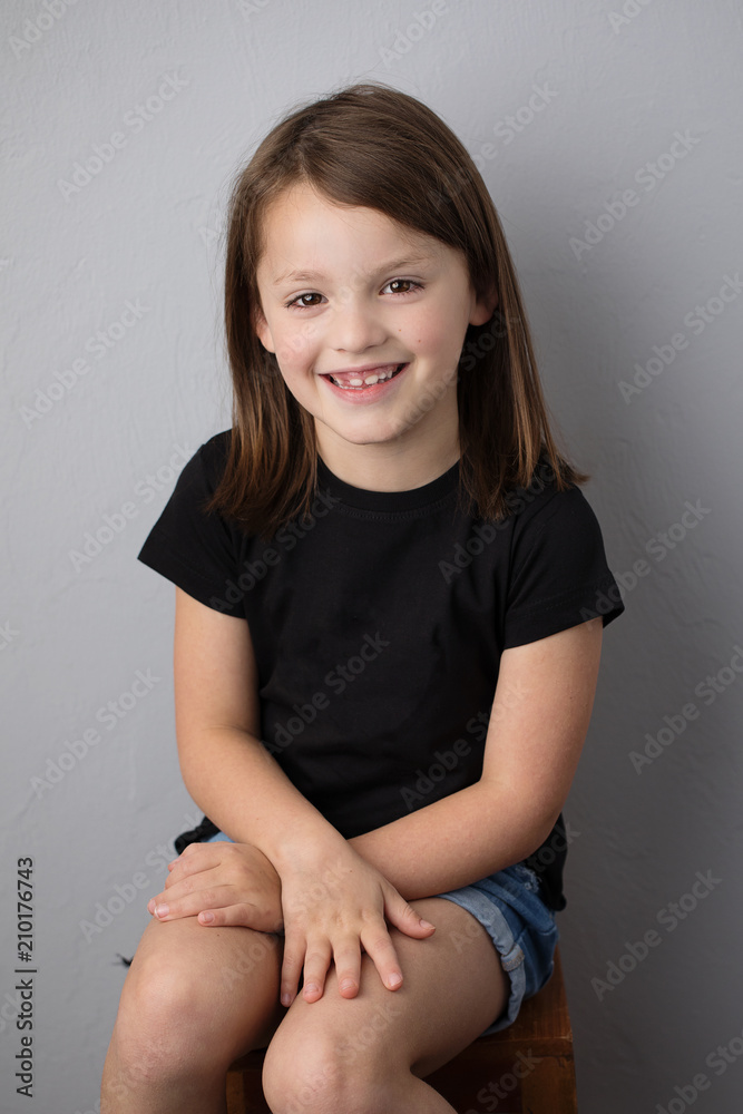 Little Girl with Plain Tee Shirt for Copy Little Girl with Plain Tee Shirt for Copy