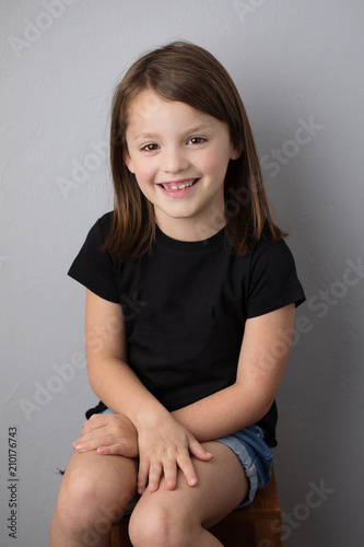 Little Girl with Plain Tee Shirt for Copy