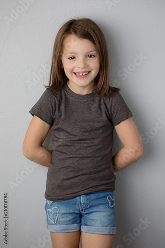 Little Girl with Plain Tee Shirt for Copy