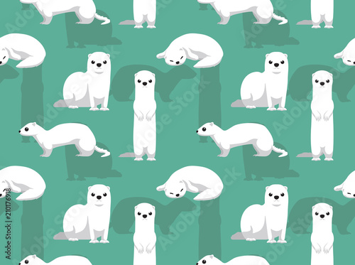 Winter Coat Weasel Cute Cartoon Background Seamless Wallpaper