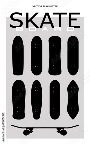 Skateboard vector silhouette set