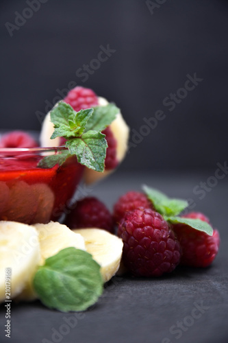 Raspberry smoothies, art soft focus