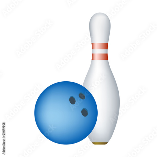 Red bowling ball and skittle Isolated on a transparent background. Vector illustration