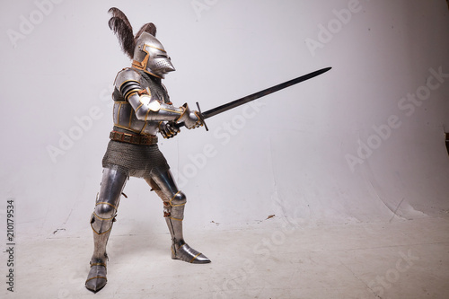 Canvas-taulu Knight in armor on white background