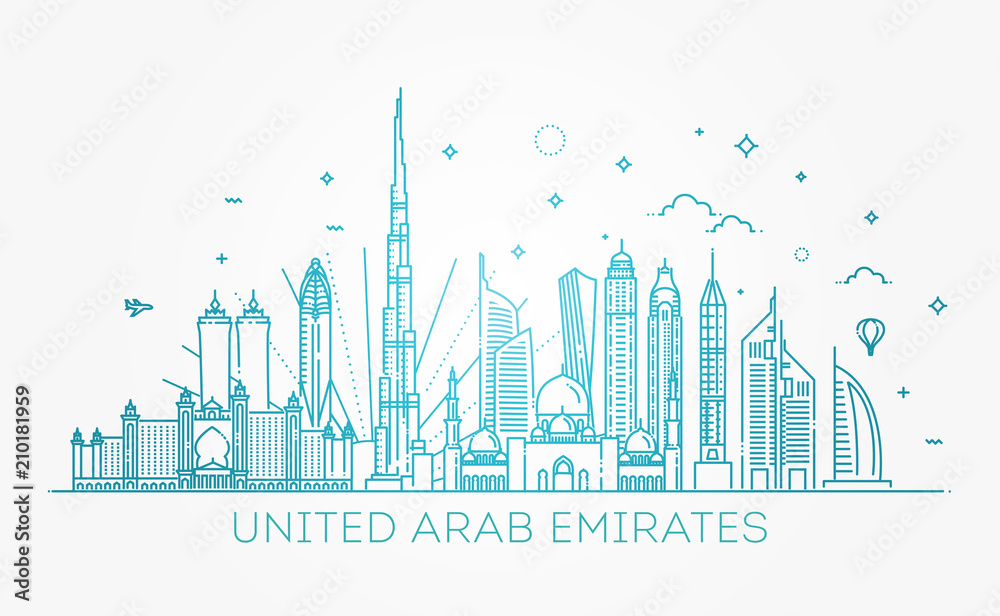Fototapeta premium Linear banner of United Arab Emirates