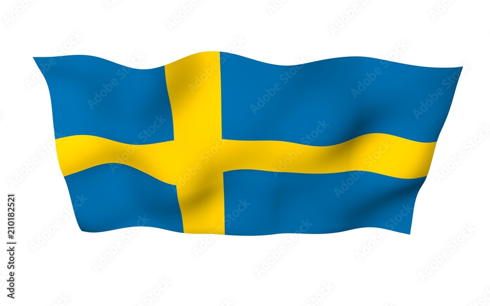 The flag of Sweden. Official state symbol The flag of Sweden. Official state symbol