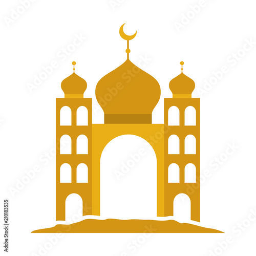 arabic castle tower with moon vector illustration design