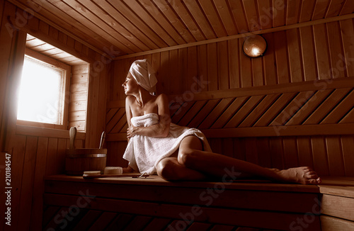 Foto steam bath in the sauna in the sauna
