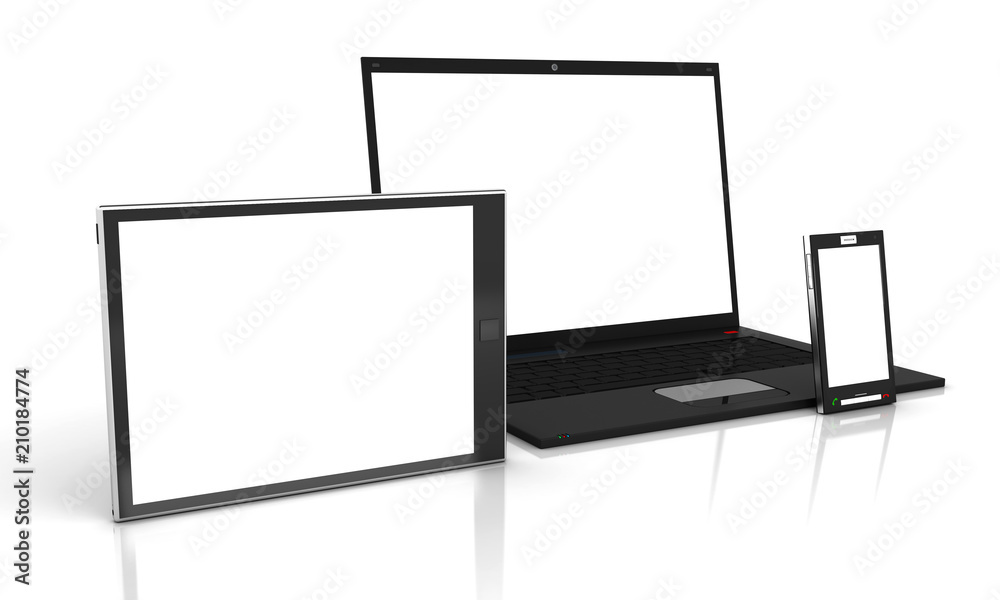 Tablet computers and mobile phone isolated on white background Tablet computers and mobile phone isolated on white background