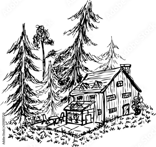 sketch of a lodge by jziprian
