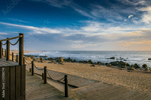 Beautiful sunset over the ocean. beach and ocean in the evening  