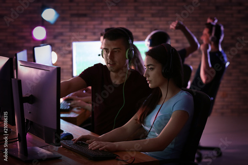 Young people playing video ...