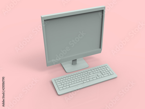 Computer and Monitor 3D Render