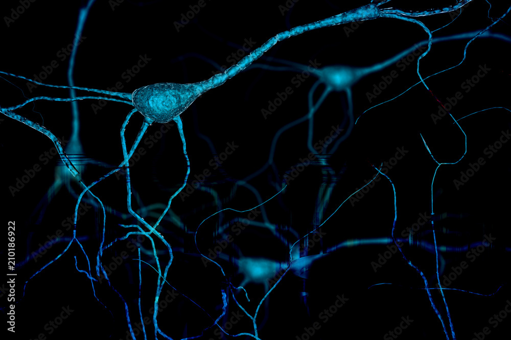 Brain neuron research concept Synapse and Neuron cells sending