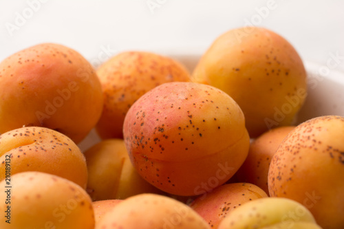 Large juicy apricots Close-up, minimal concept of fashionable food. Summer concept.