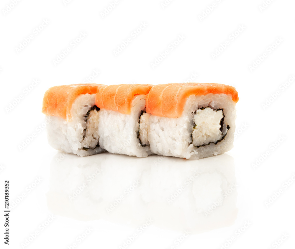 three rolls maki sushi isolated on the white three rolls maki sushi isolated on the white