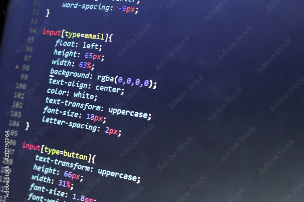 CSS stylesheet code. Computer programming source code abstract screen ...