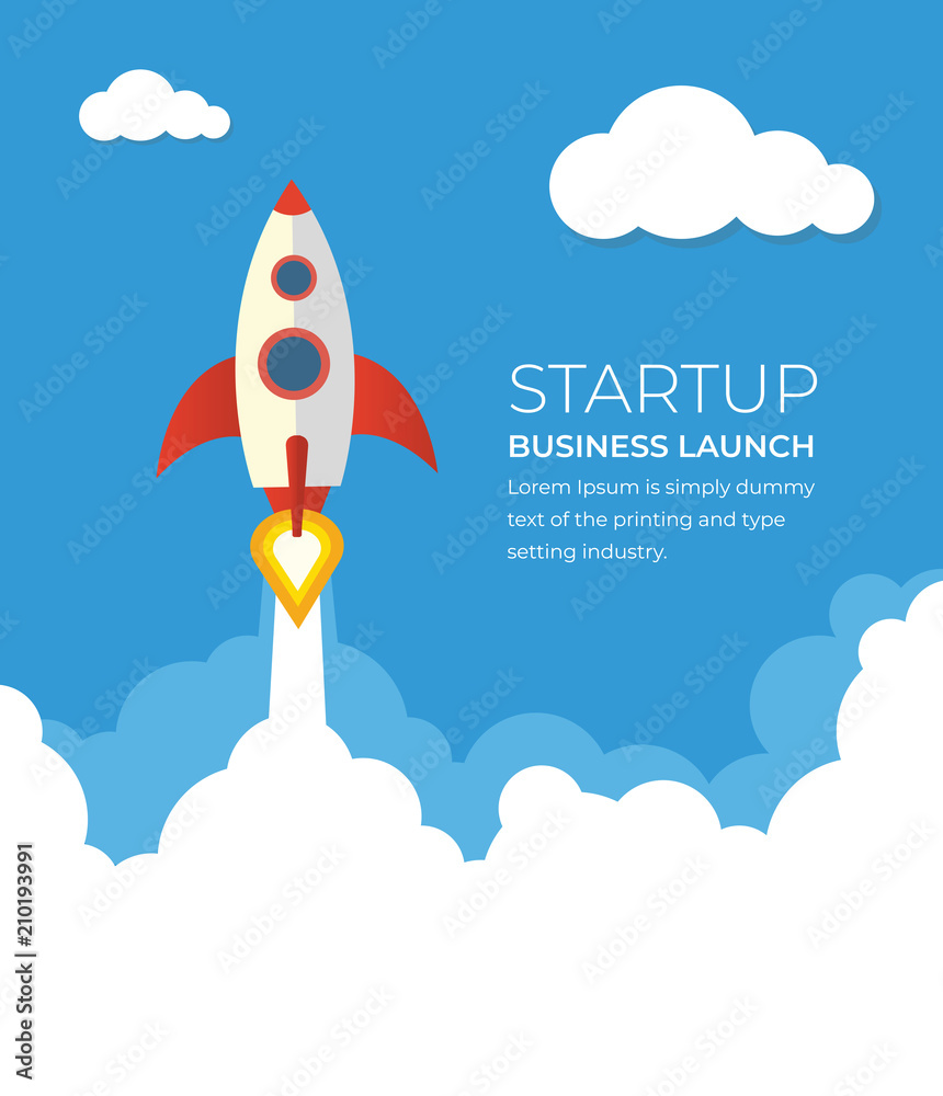 Businessman Flying High Riding a Rocket