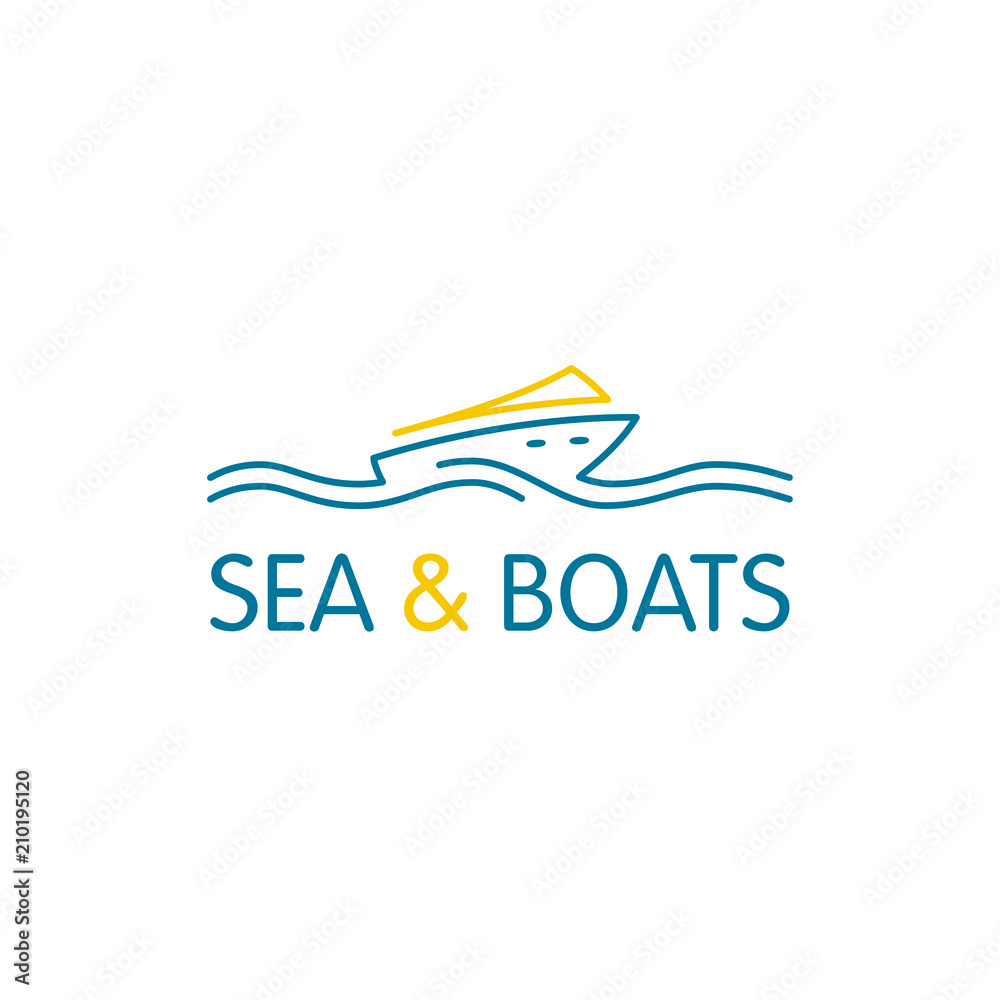 Boat and sea vector logo