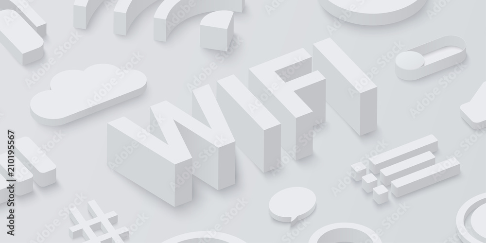 Grey 3d wifi background with web symbols. Grey 3d wifi background with web symbols.