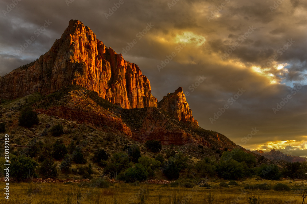 The Watchman in Zion National Park, Utah at sunset