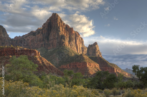 The Watchman in Zion National Park, Utah on sunny evening