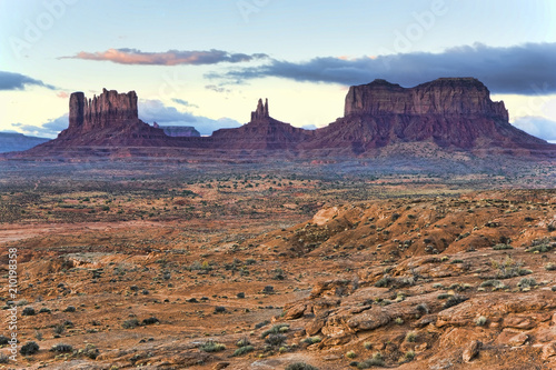 Western view at Monument Valley, Arizona and Utah