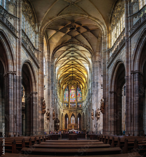 Beautiful interior of the St Vitus Cathedral in Prague