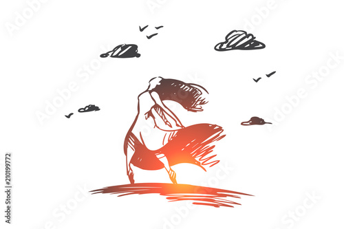Happiness and freedom concept. Hand drawn isolated vector.