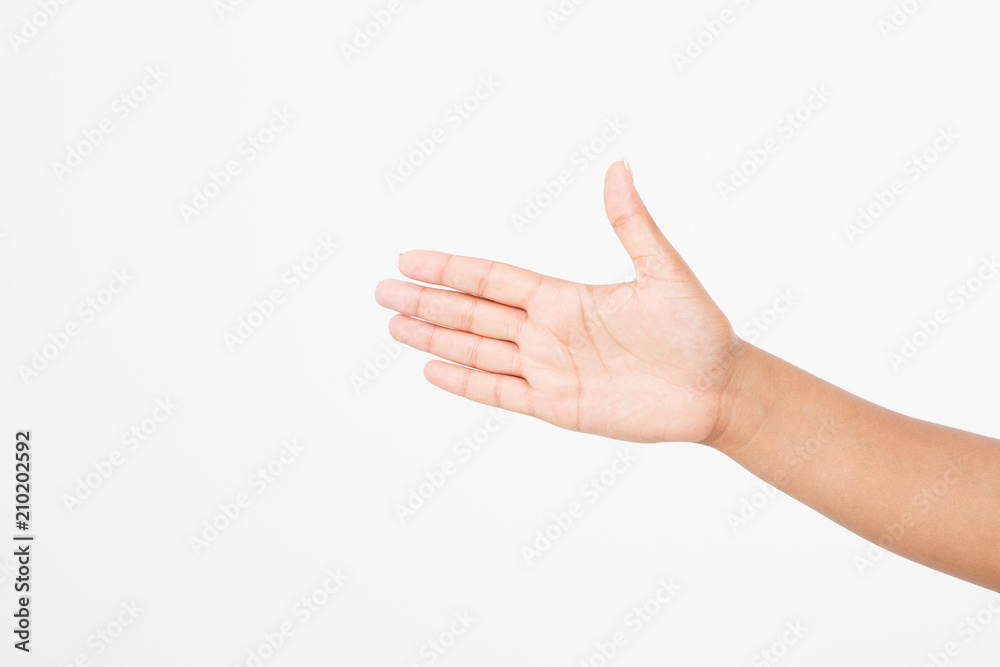 black hand isolated on white.Voting hand. Mock up. Copy space. Template. Blank.