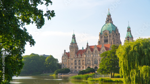 Hanover City Hall in summer in sunny weather.