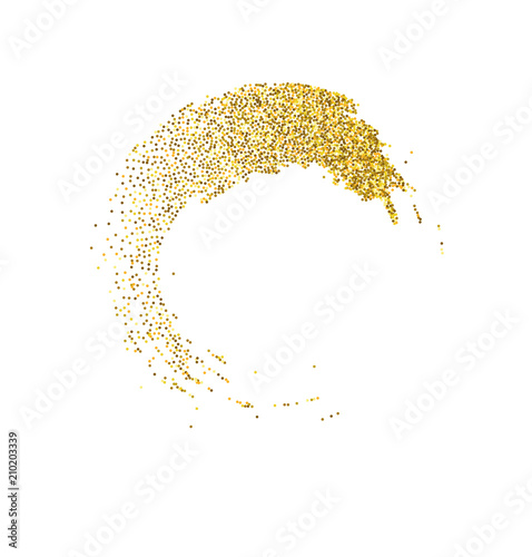 Vector gold glitter wave abstract background, golden sparkles on white background.