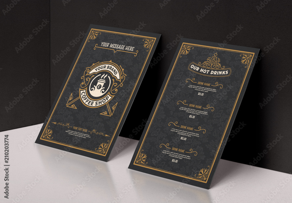 Restaurant Menu Layout with Vintage Illustrations Stock Template ...