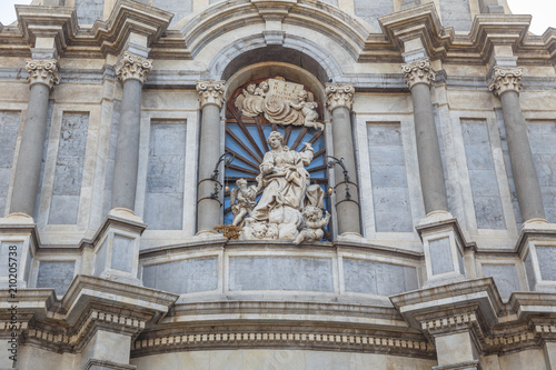 Fragment of façade of Catania Cathedral (Italian: Duomo di Sant'Agata), dedicated to Saint Agatha.It is an example of Sicilian Baroque architecture.