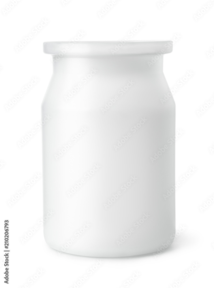 Front view of blank plastic dairy jar Front view of blank plastic dairy jar