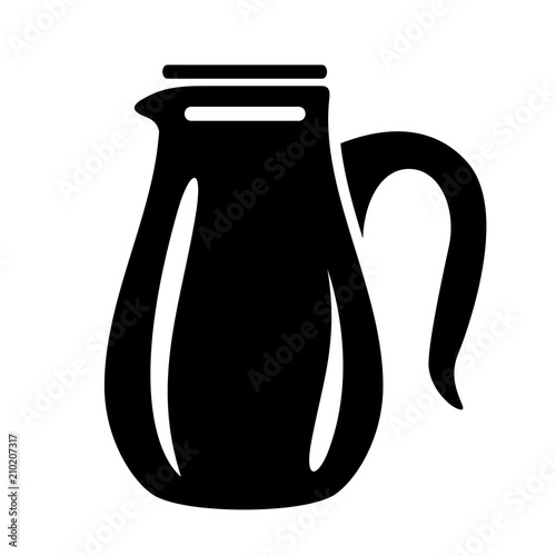 Jug for milk or water canister. Pitcher logotype in simple style.