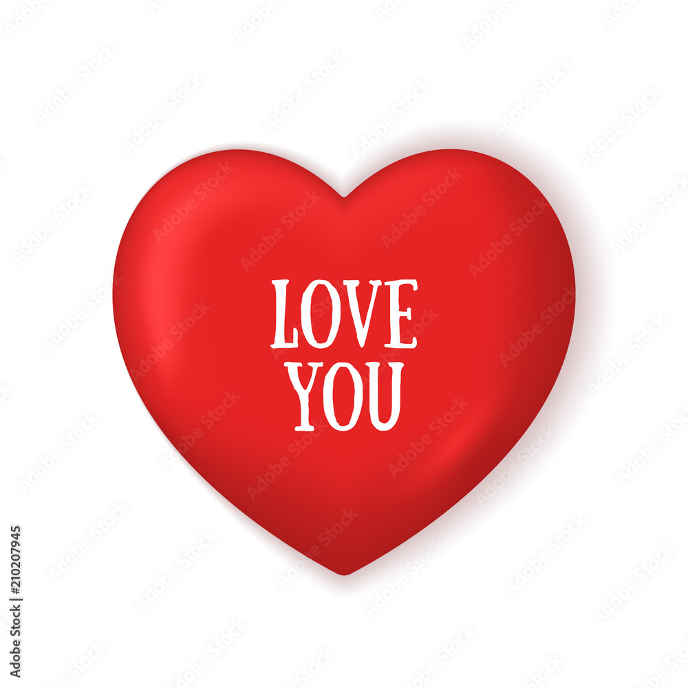 Realistic red valentine heart lights and shadows, Realistic red valentine heart lights and shadows,