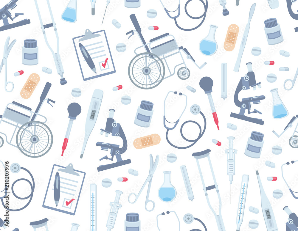 Medical seamless pattern. Flat style. isolated on white background Medical seamless pattern. Flat style. isolated on white background