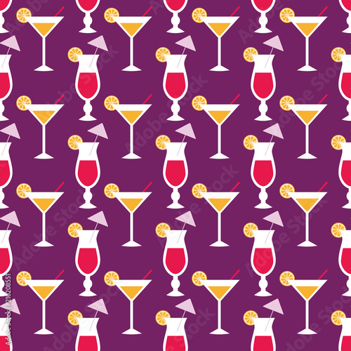 Cocktails and limes, Seamless pattern with summer cocktails, flat design