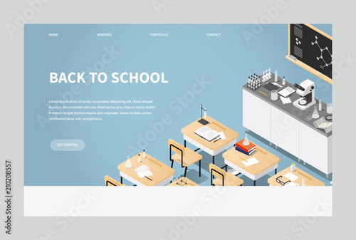 Isometric Chemistry Classroom Landing Page