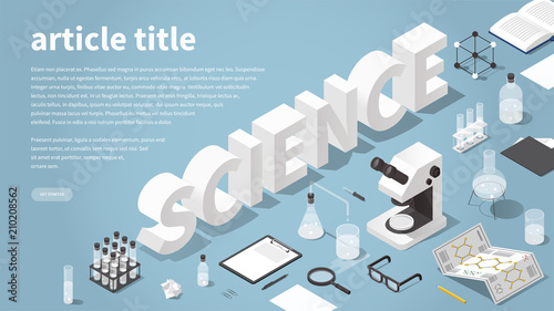 Isometric Science Landing Page Illustration