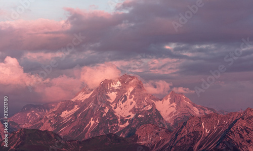 Furkajoch pass sunset, Vorarlberg, Austria