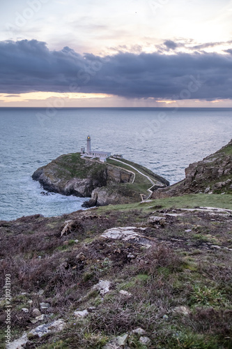 Dramatic sky above the historic South Stack Lighthouse - Isle of Anglesey North wales UK
